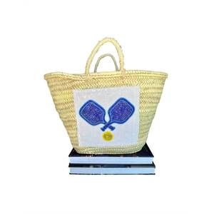 NEW GLAMOURPUSS beaded pickleball market bag in beige